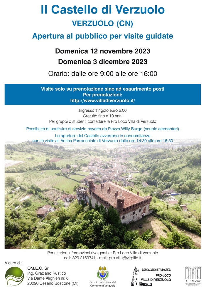 ORE 12.00 - VISITE GUIDATE CASTELLO DI VERZUOLO